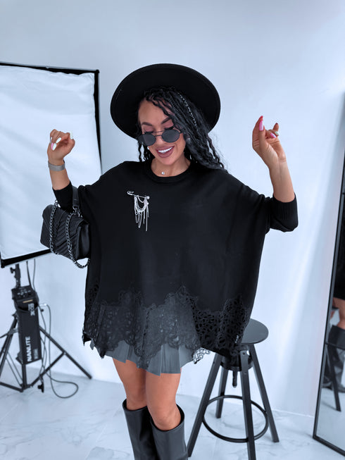 LARGE SIZE sweater "SHAKE IT FF89" - BLACK